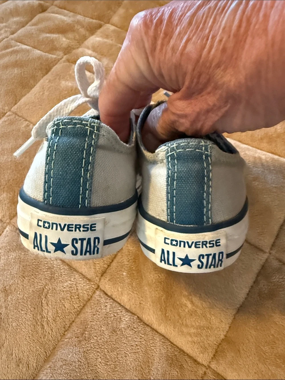 Converse Kids Low-Top Canvas Sneakers in Light Gray with Mint Accents